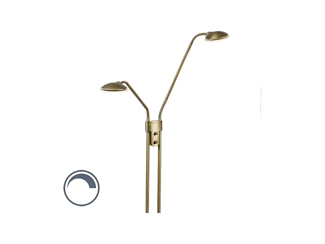 Lampadaire moderne en bronze avec lampe de lecture avec LED - Eva