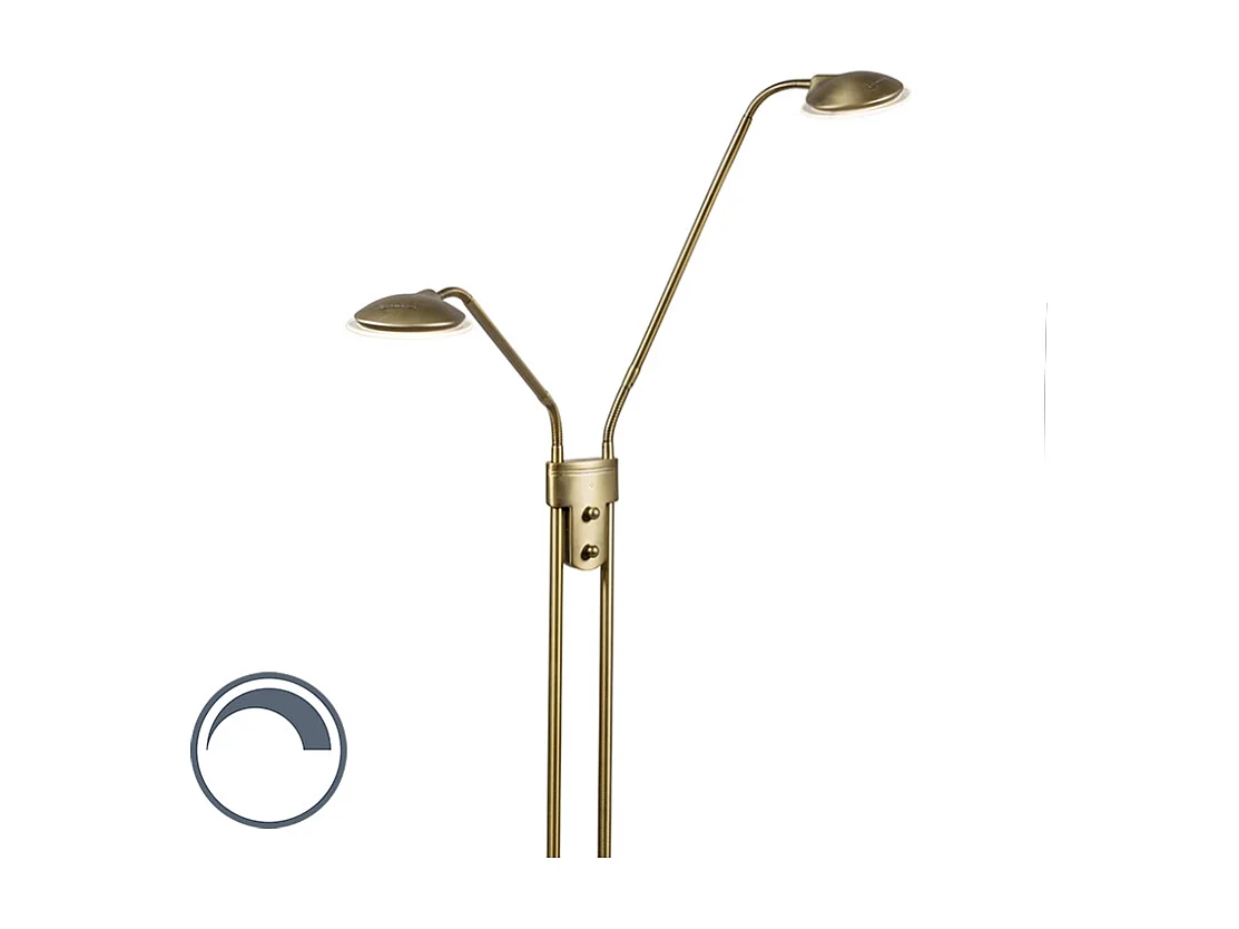Lampadaire moderne en bronze avec lampe de lecture avec LED - Eva