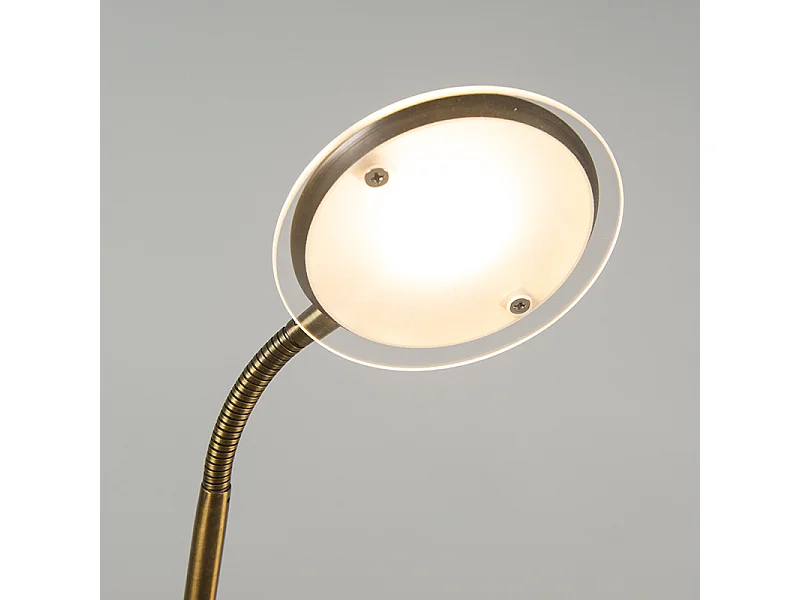 Lampadaire moderne en bronze avec lampe de lecture avec LED - Eva