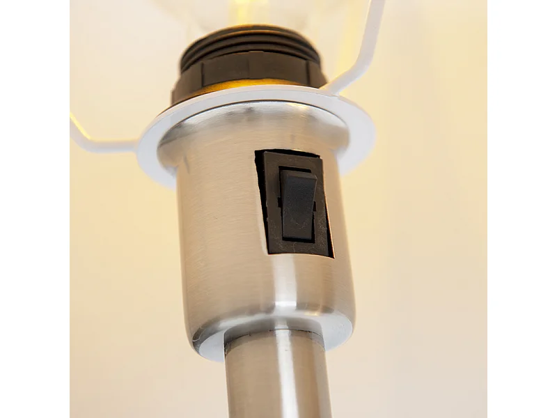 Lampadaire classique en acier avec abat-jour blanc et liseuse - Retro