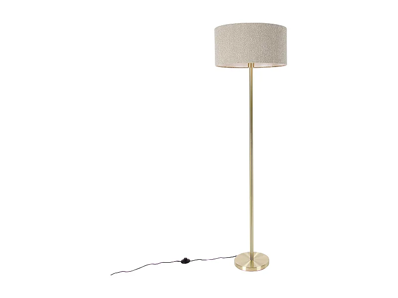 Lampadaire laiton avec abat-jour boucle taupe 50 cm - Simplo