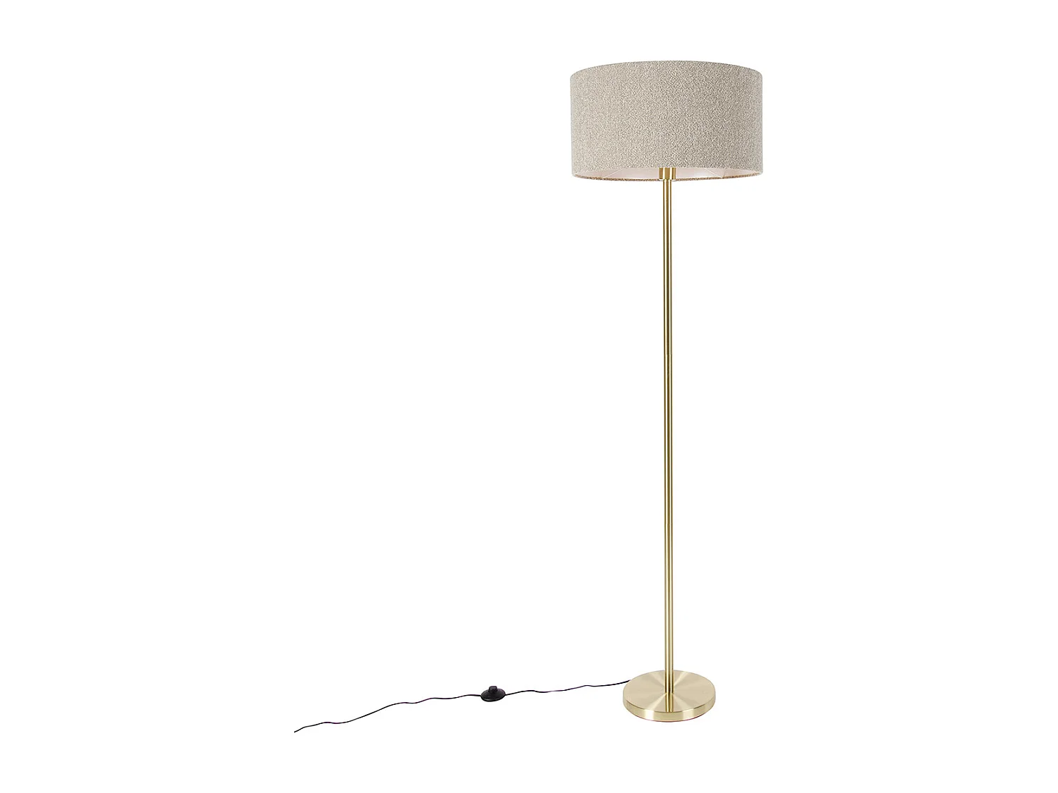 Lampadaire laiton avec abat-jour boucle taupe 50 cm - Simplo