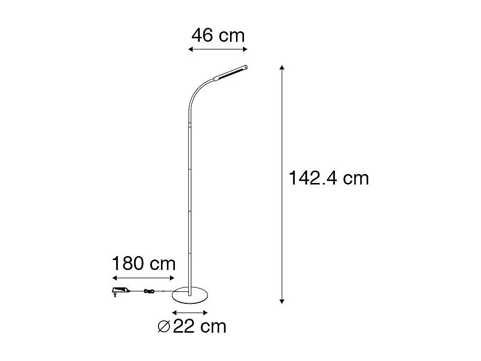 Lampadaire design noir avec LED avec variateur tactile - PALKA