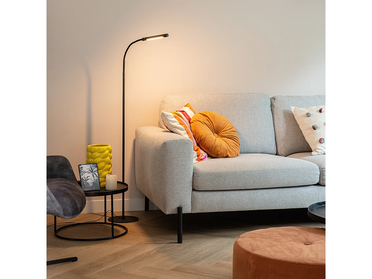 Lampadaire design noir avec LED et variateur tactile - Palka