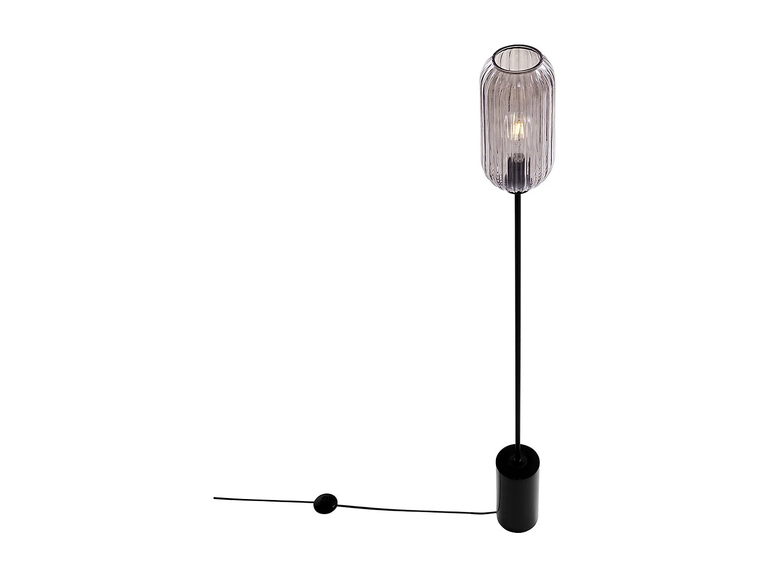 Lampadaire Art Déco noir avec verre fumé - Rid