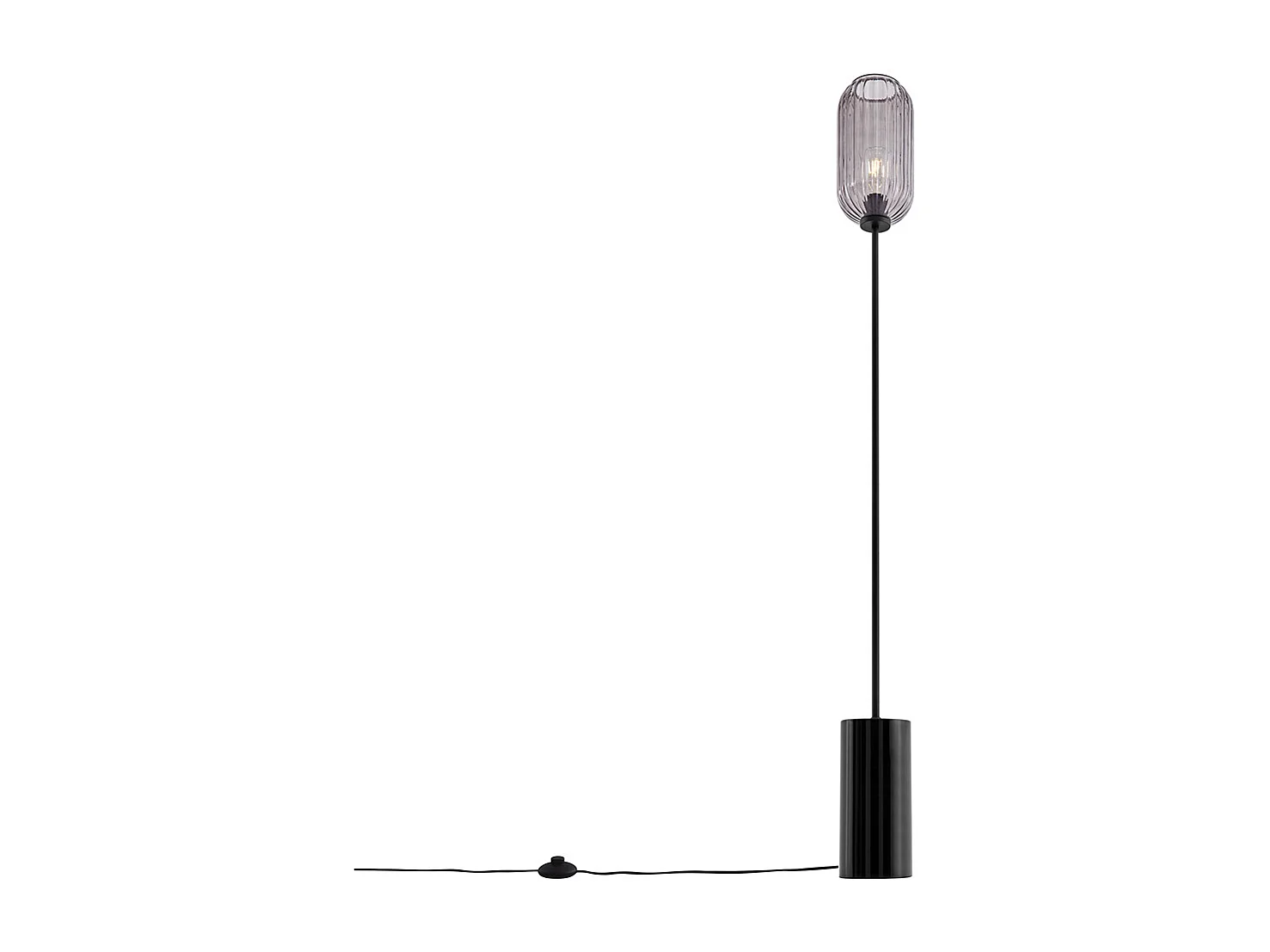Lampadaire Art déco noir avec verre fumé - Rid