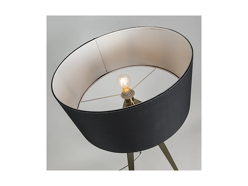 Lampadaire moderne en laiton avec abat-jour noir - Ilse