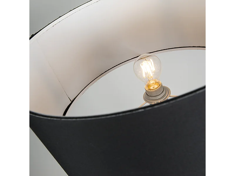 Lampadaire moderne en laiton avec abat-jour noir - Ilse