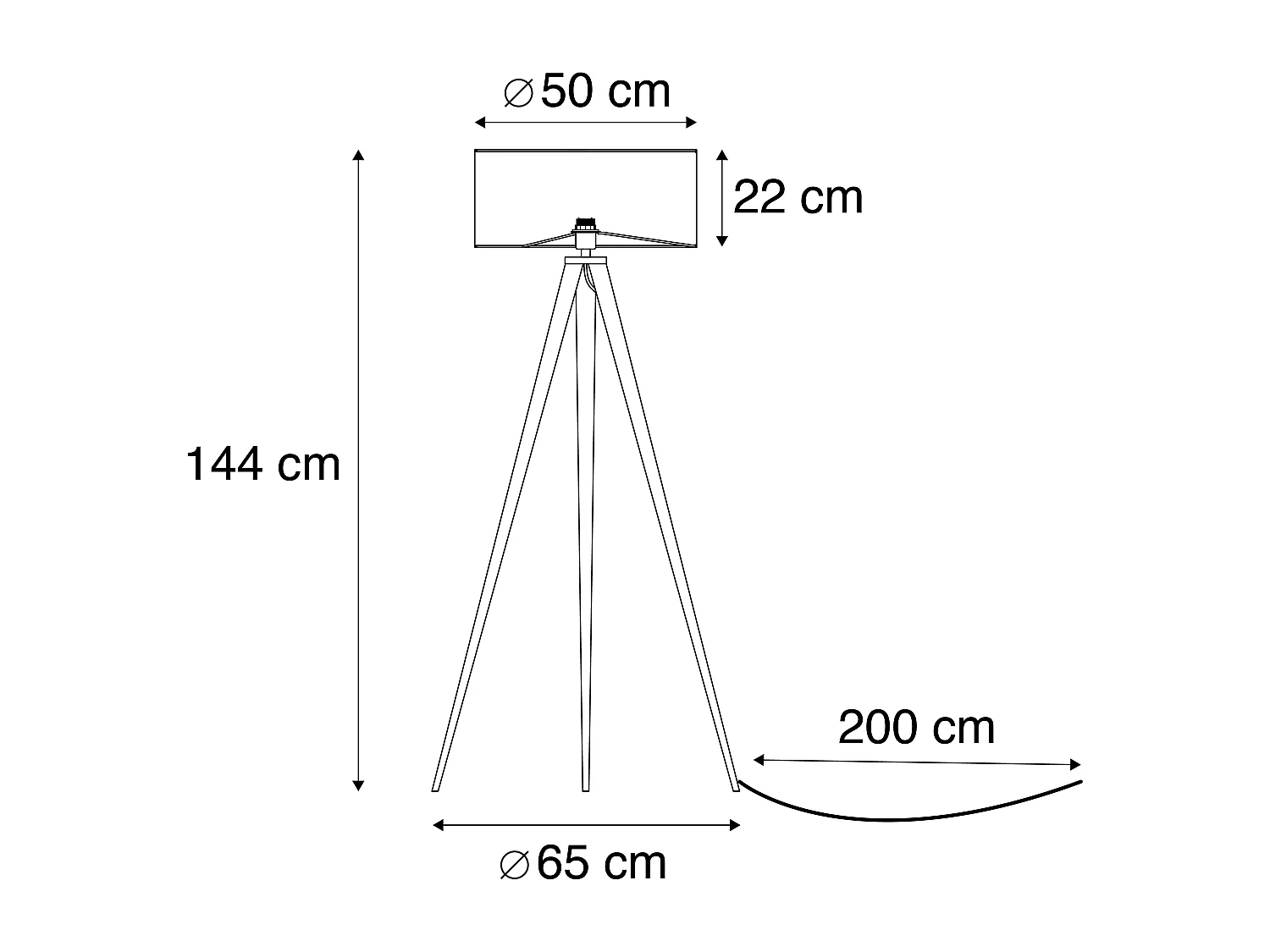 Lampadaire moderne en laiton avec abat-jour noir - Ilse