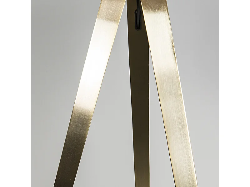 Lampadaire moderne en laiton avec abat-jour noir - Ilse