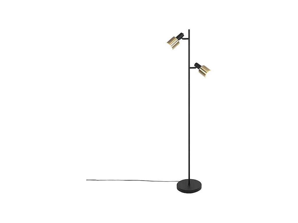 Lampadaire design noir avec or 2 lumières - Stijn