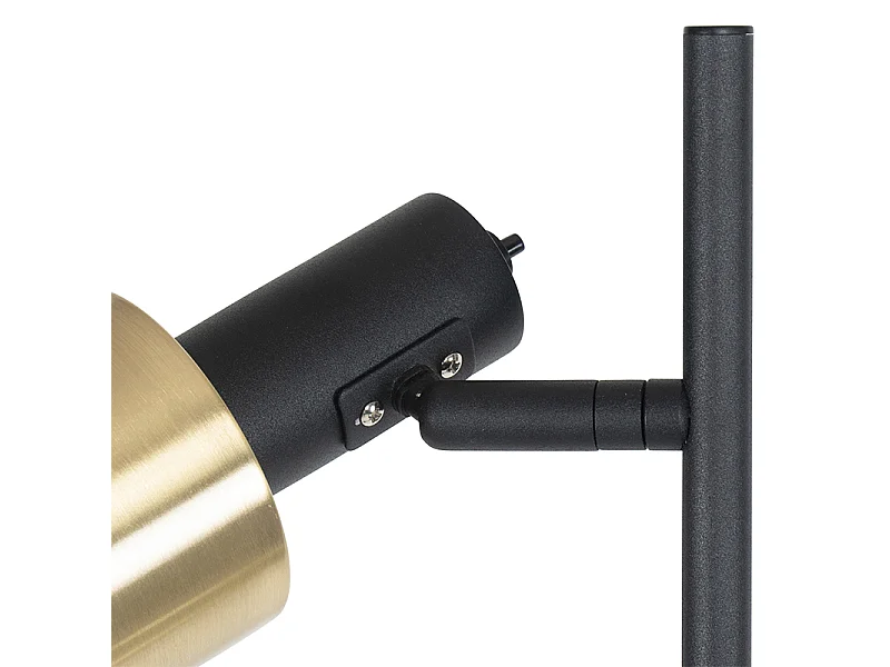 Lampadaire design noir avec or 2 lumières - Stijn