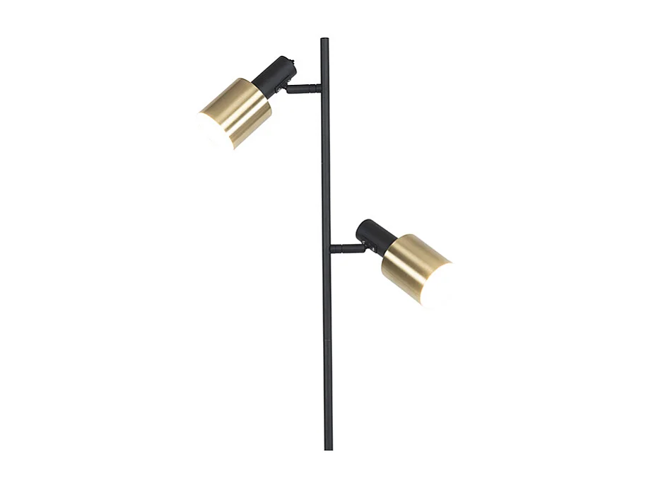 Lampadaire design noir avec or 2 lumières - Stijn