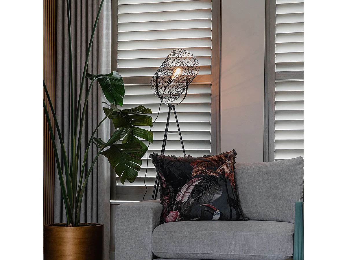 Lampadaire industriel trépied acier noir - Bliss Vefa