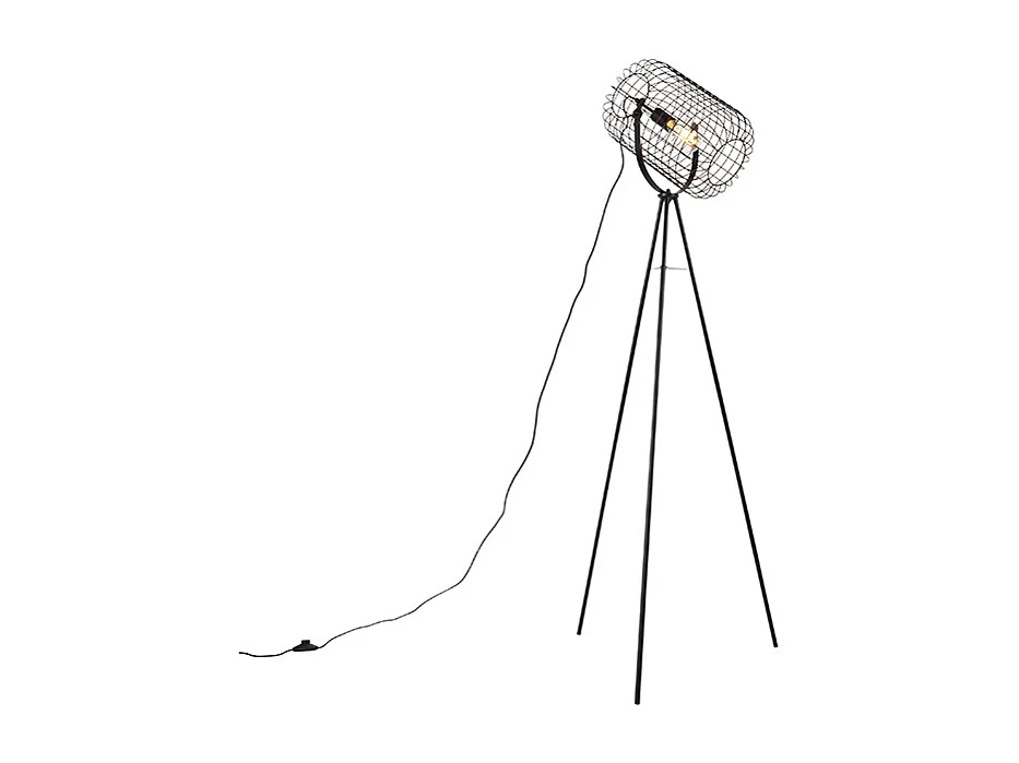 Lampadaire industriel trépied en acier noir - Bliss Vefa