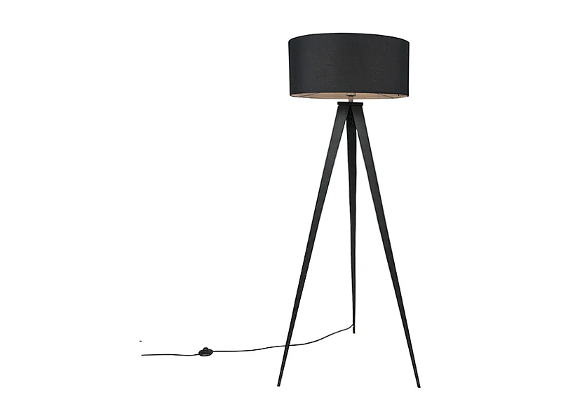 Lampadaire noir moderne avec abat-jour noir - Ilse
