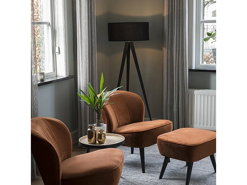 Lampadaire noir moderne avec abat-jour noir - Ilse