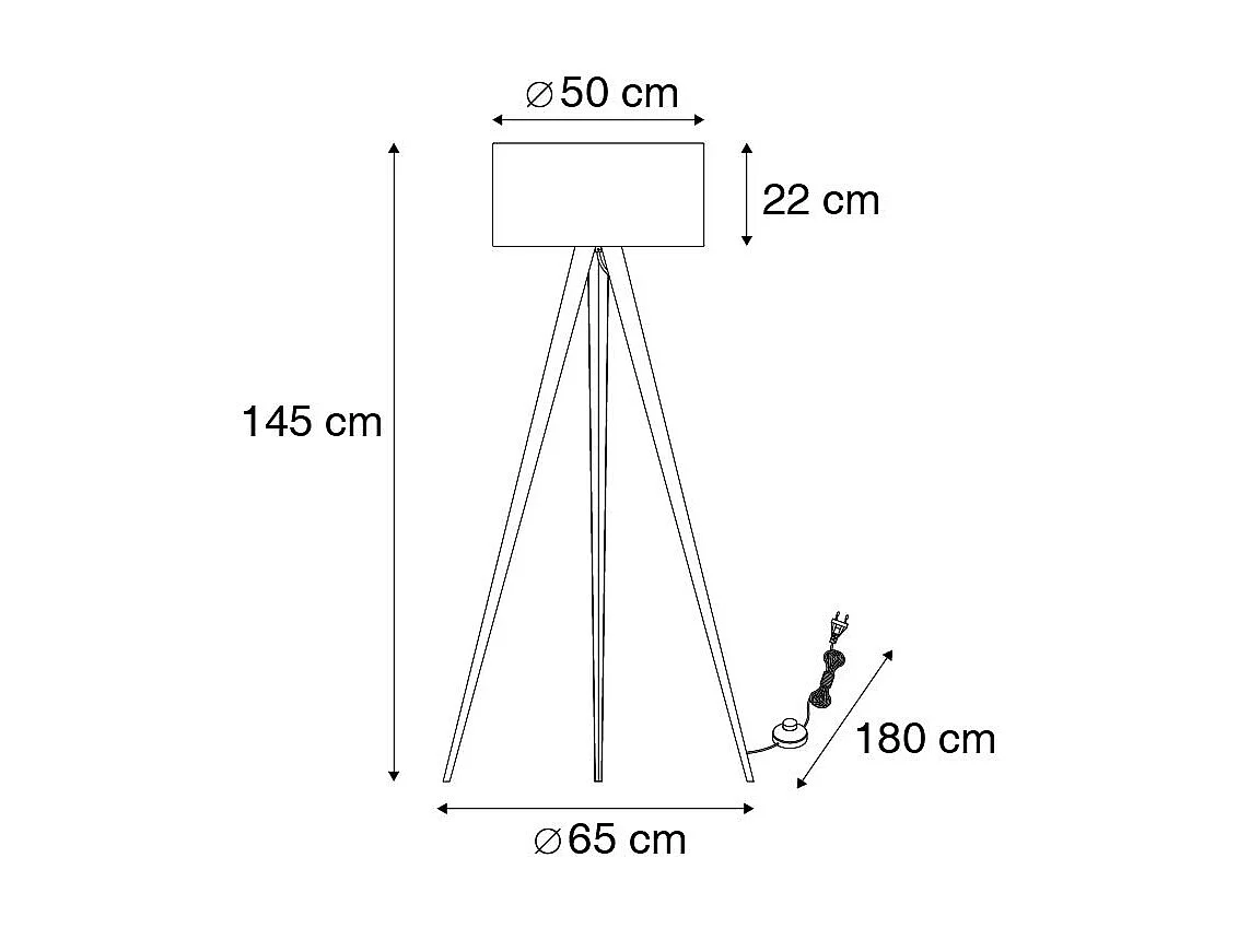 Lampadaire noir moderne avec abat-jour noir - Ilse