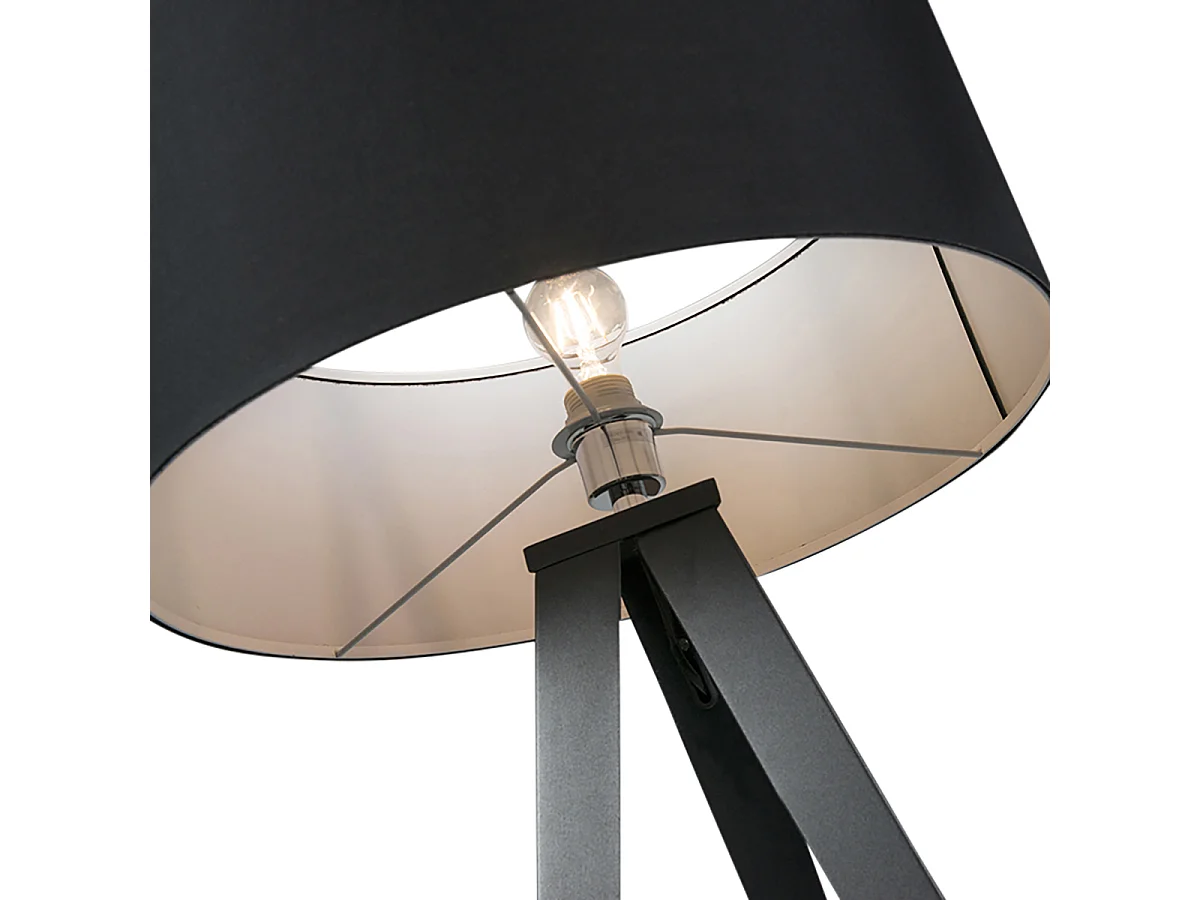Lampadaire moderne noir avec abat-jour noir - Ilse