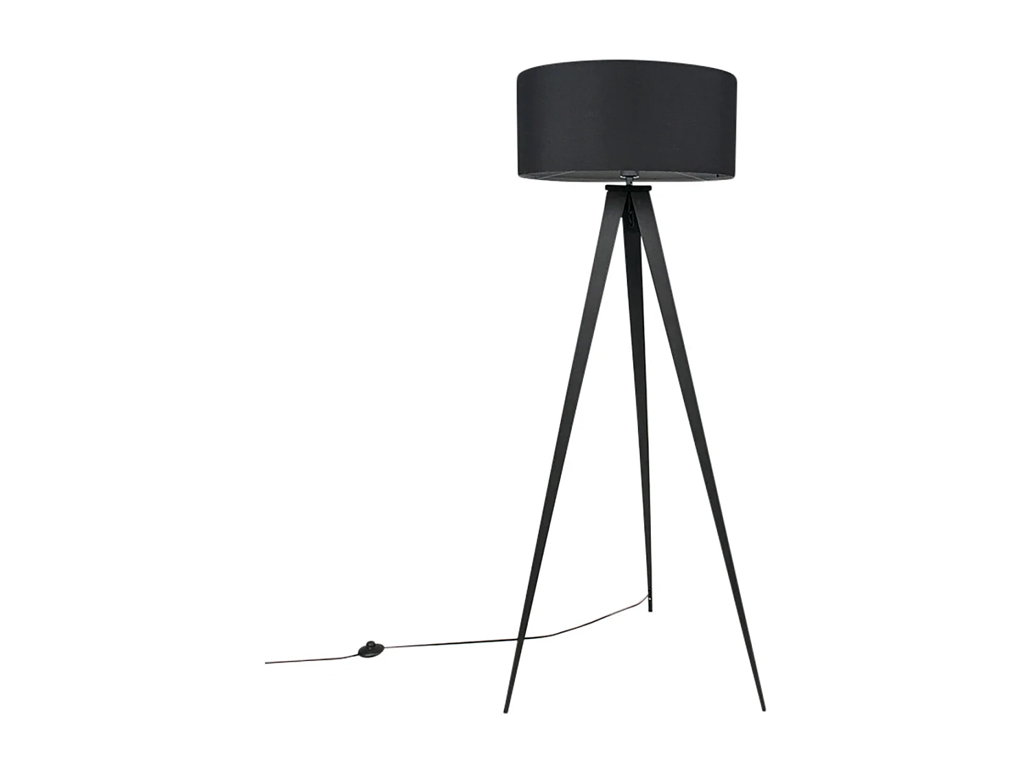 Lampadaire moderne noir avec abat-jour noir - Ilse