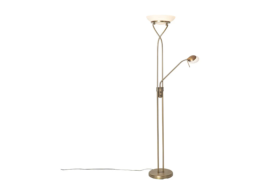 Lampadaire bronze avec LED et variateur avec liseuse - Empoli