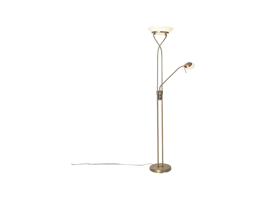 Lampadaire bronze avec LED et variateur avec lampe de lecture - Empoli