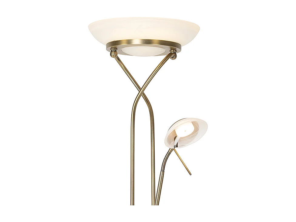 Lampadaire bronze avec LED et variateur avec lampe de lecture - Empoli