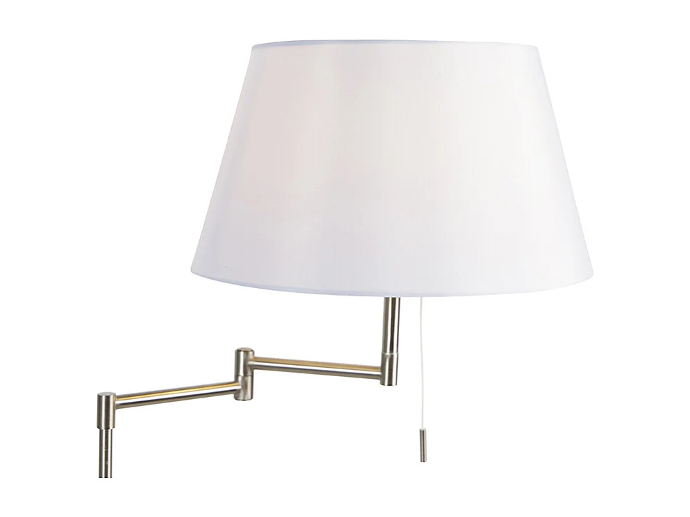 Lampadaire en acier avec abat-jour blanc et bras réglable - Ladas Deluxe