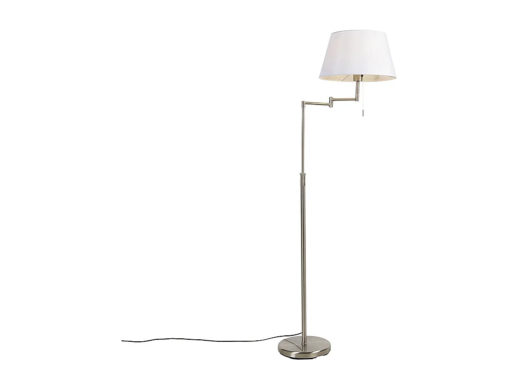 Lampadaire en acier avec abat-jour blanc et bras réglable - Ladas Deluxe
