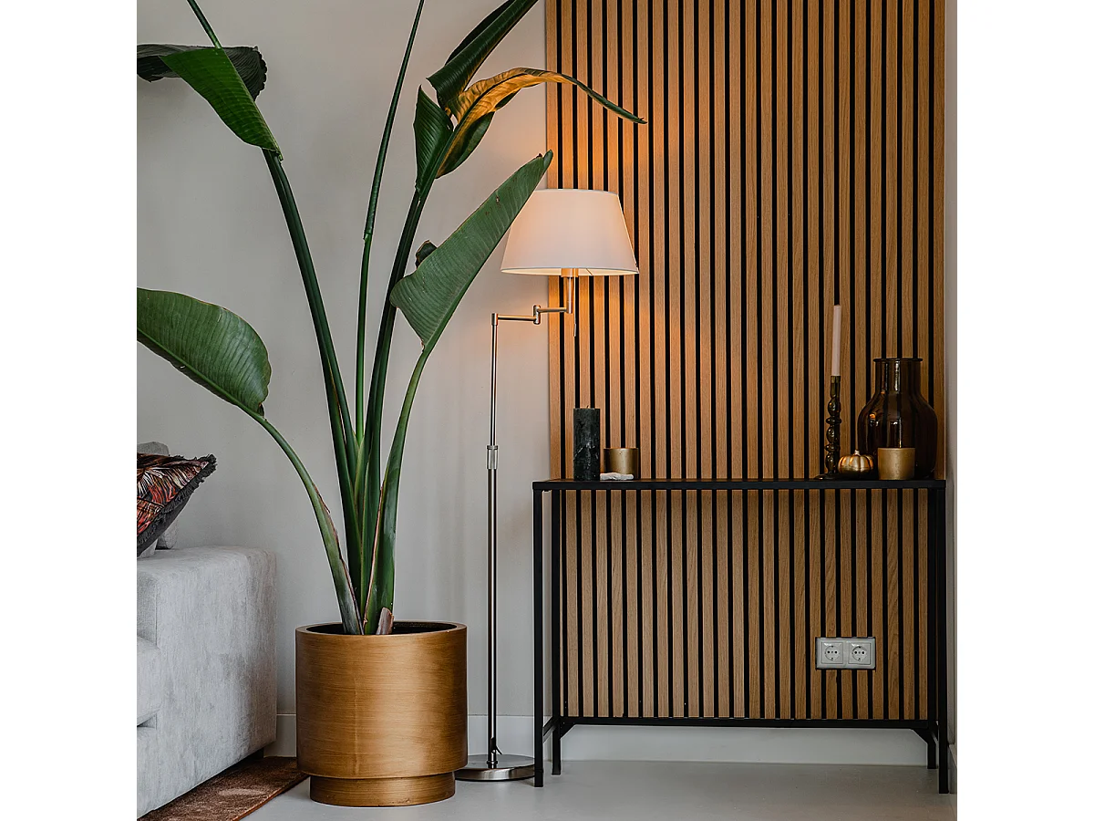 Lampadaire en acier avec abat-jour blanc et bras réglable - Ladas Deluxe