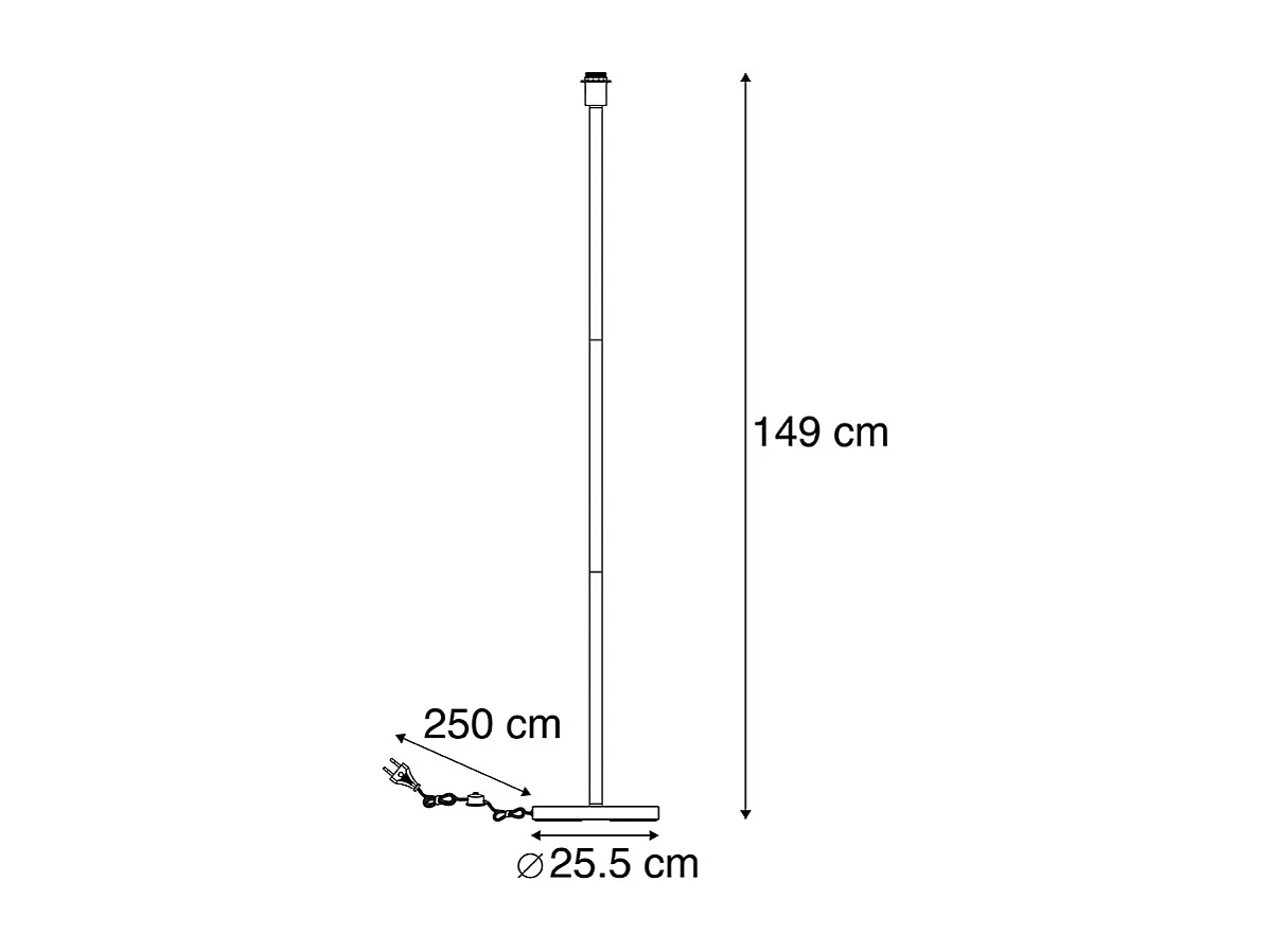 Lampadaire moderne noir sans abat-jour 149 cm - Simplo
