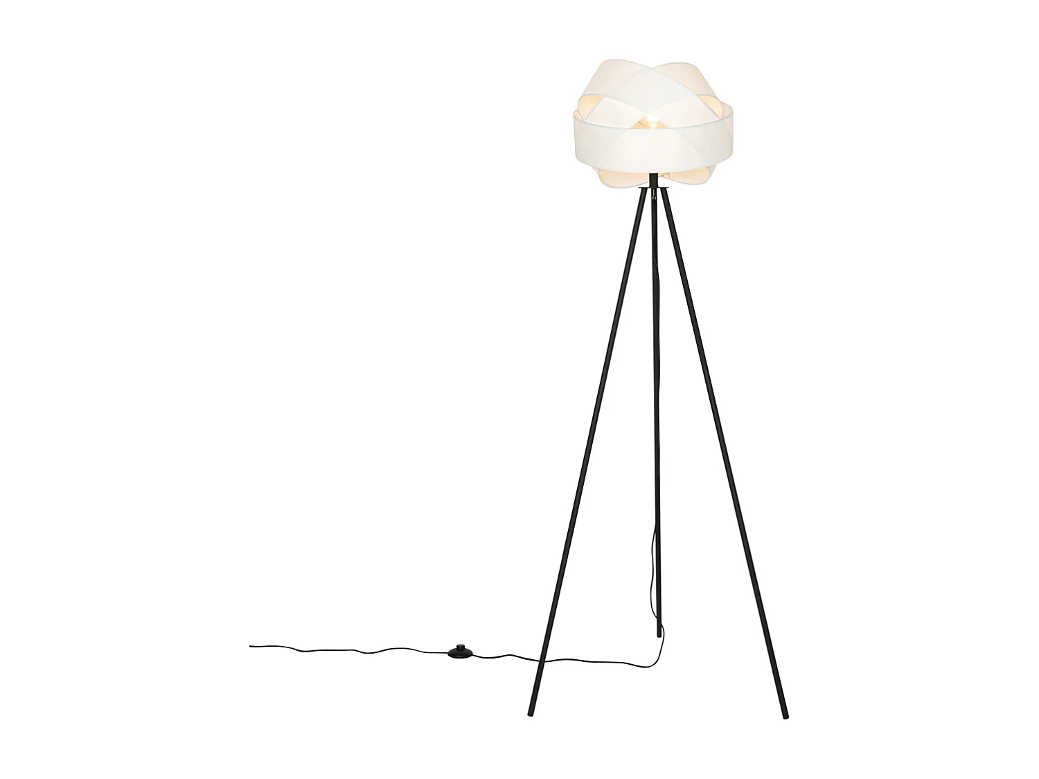 Lampadaire moderne noir avec abat-jour blanc - Cloth