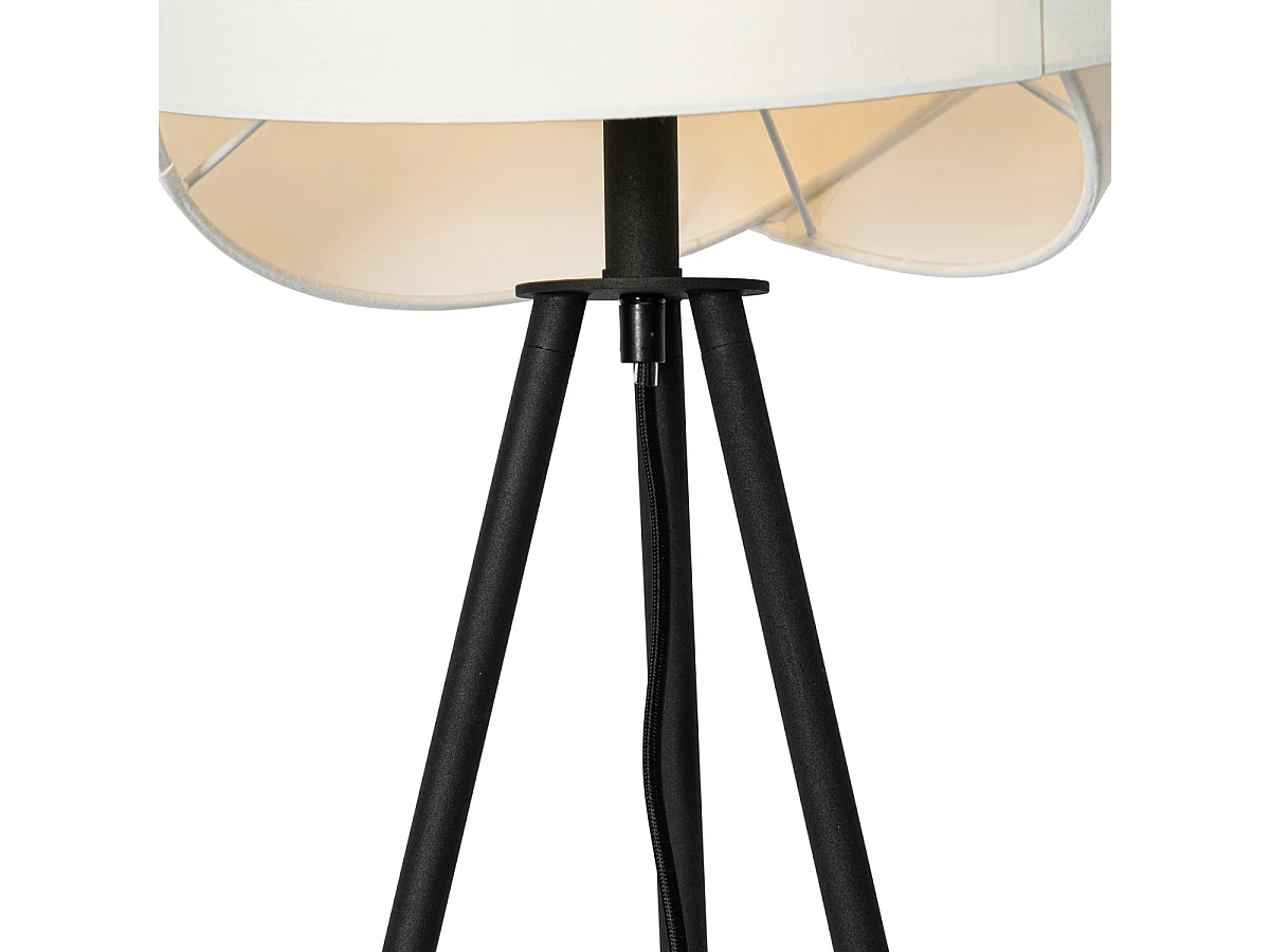 Lampadaire moderne noir avec abat-jour blanc - Cloth