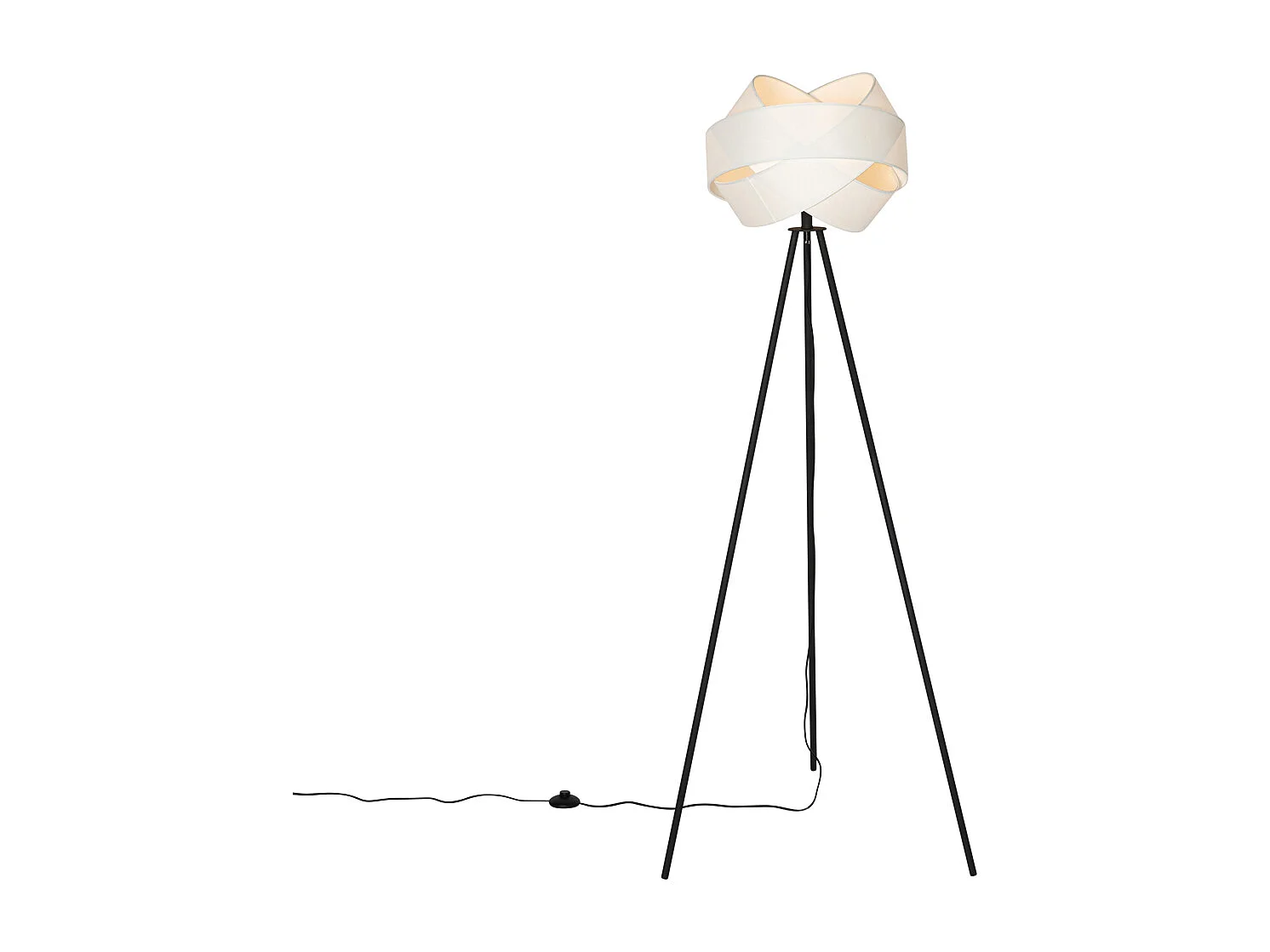 Lampadaire moderne noir avec abat-jour blanc - Cloth