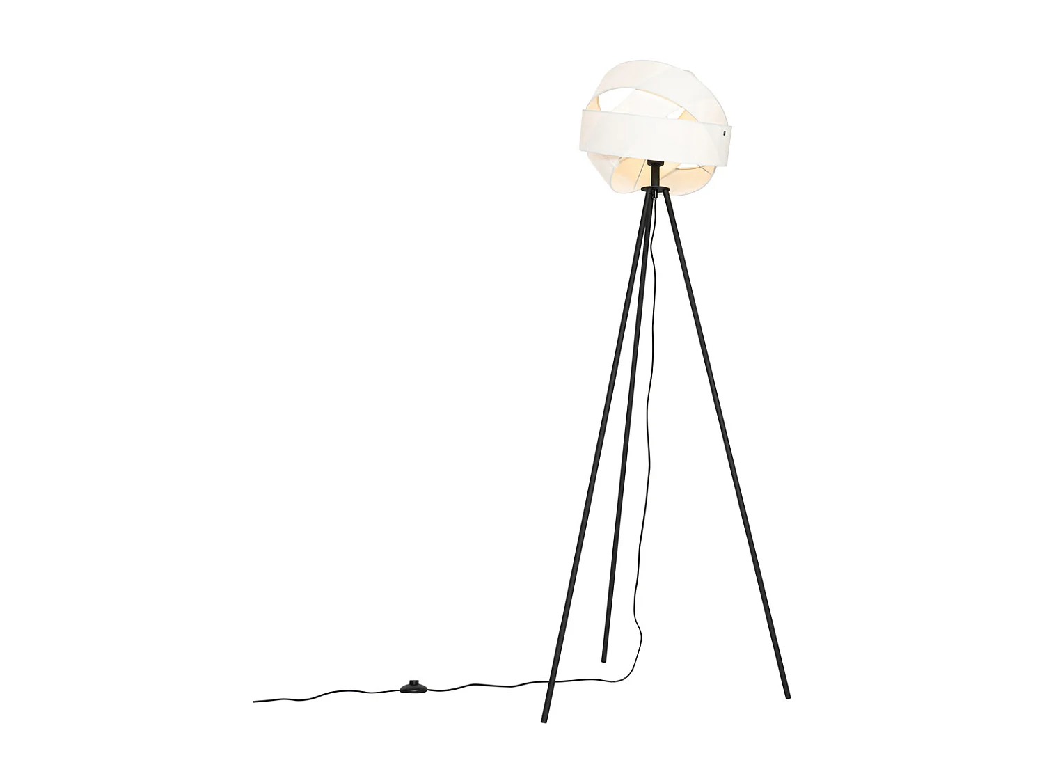 Lampadaire moderne noir avec abat-jour blanc - Cloth