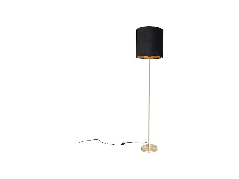 Lampadaire classique en laiton avec abat-jour noir 40 cm - Simplo