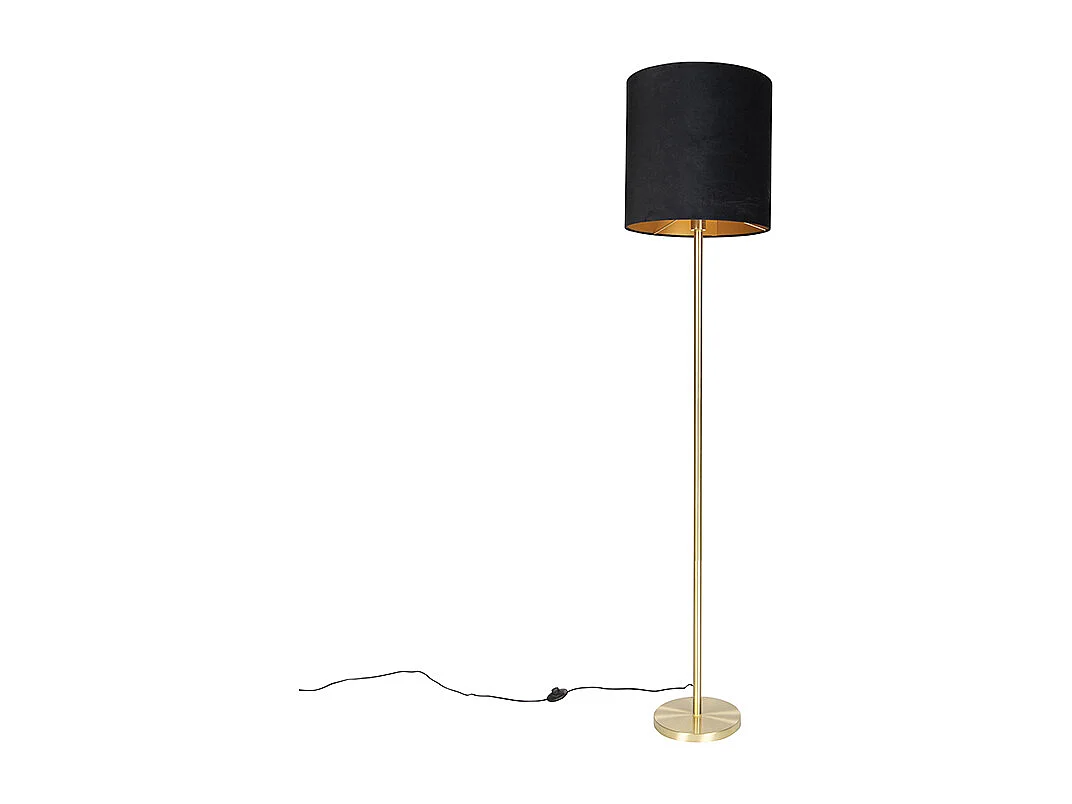 Lampadaire classique en laiton avec abat-jour noir 40 cm - Simplo