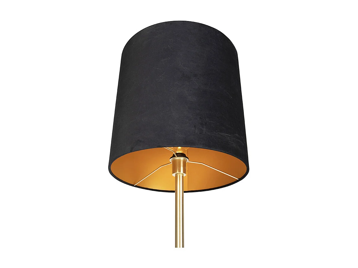 Lampadaire classique en laiton avec abat-jour noir 40 cm - Simplo