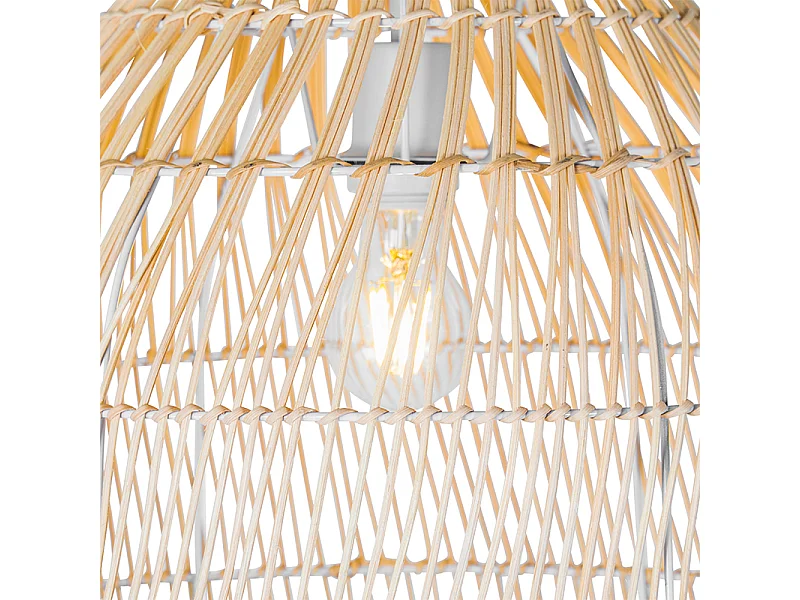 Lampadaire Country blanc avec rotin - Sam