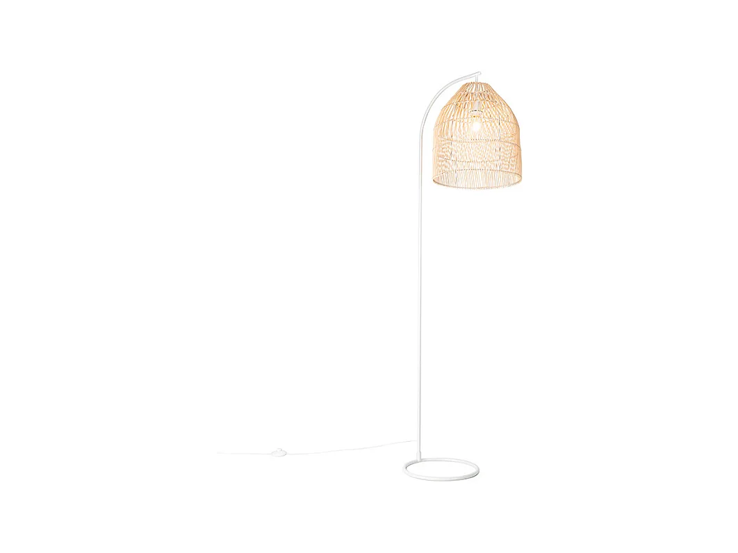 Lampadaire Country blanc avec rotin - Sam