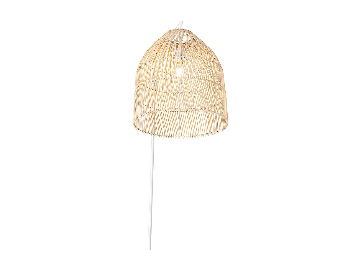 Lampadaire rustique blanc avec rotin - Sam