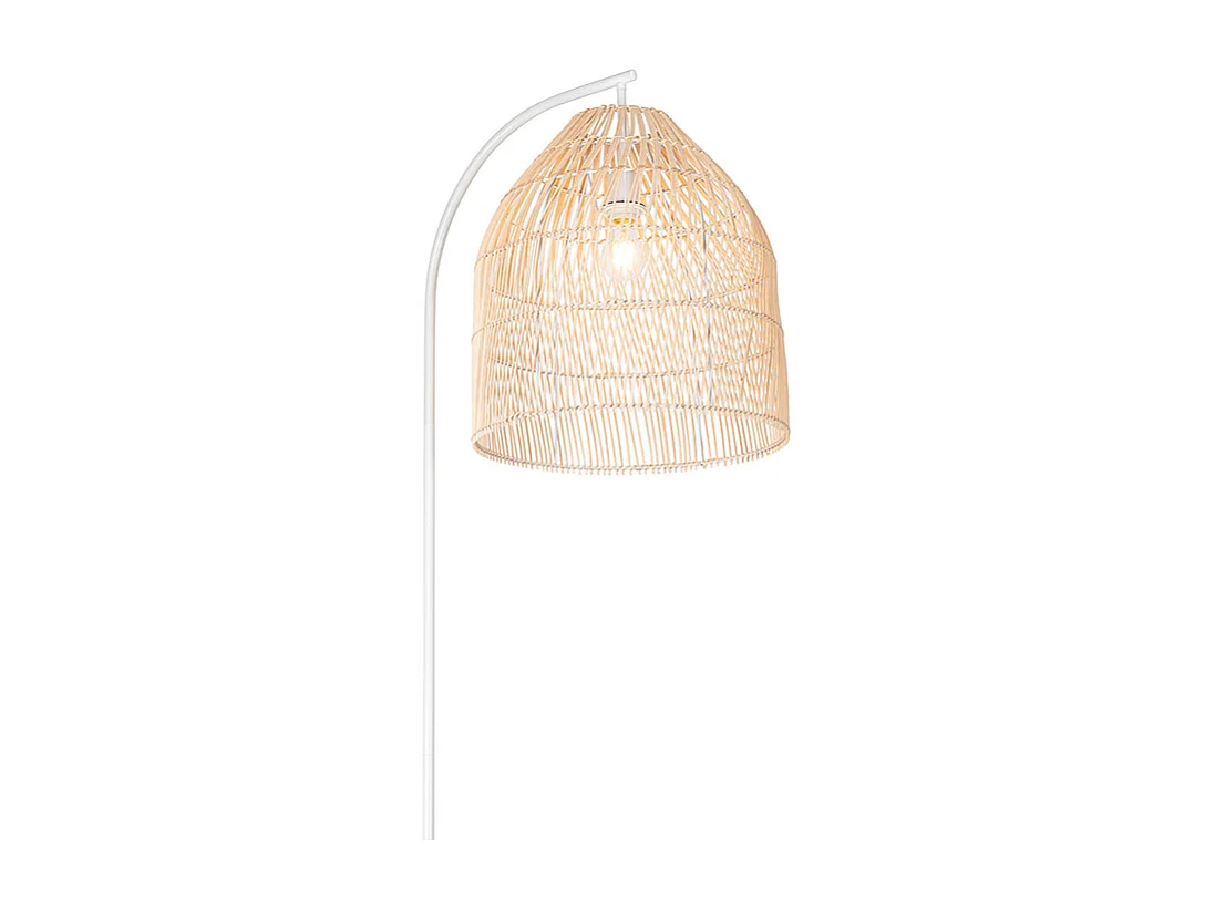 Lampadaire rustique blanc avec rotin - Sam
