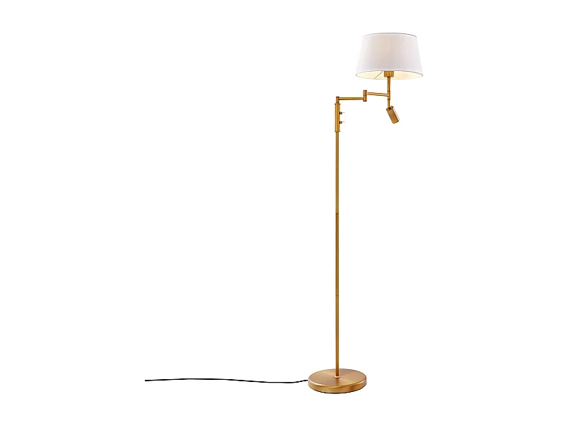 Lampadaire en bronze avec abat-jour blanc et liseuse orientable - Ladas