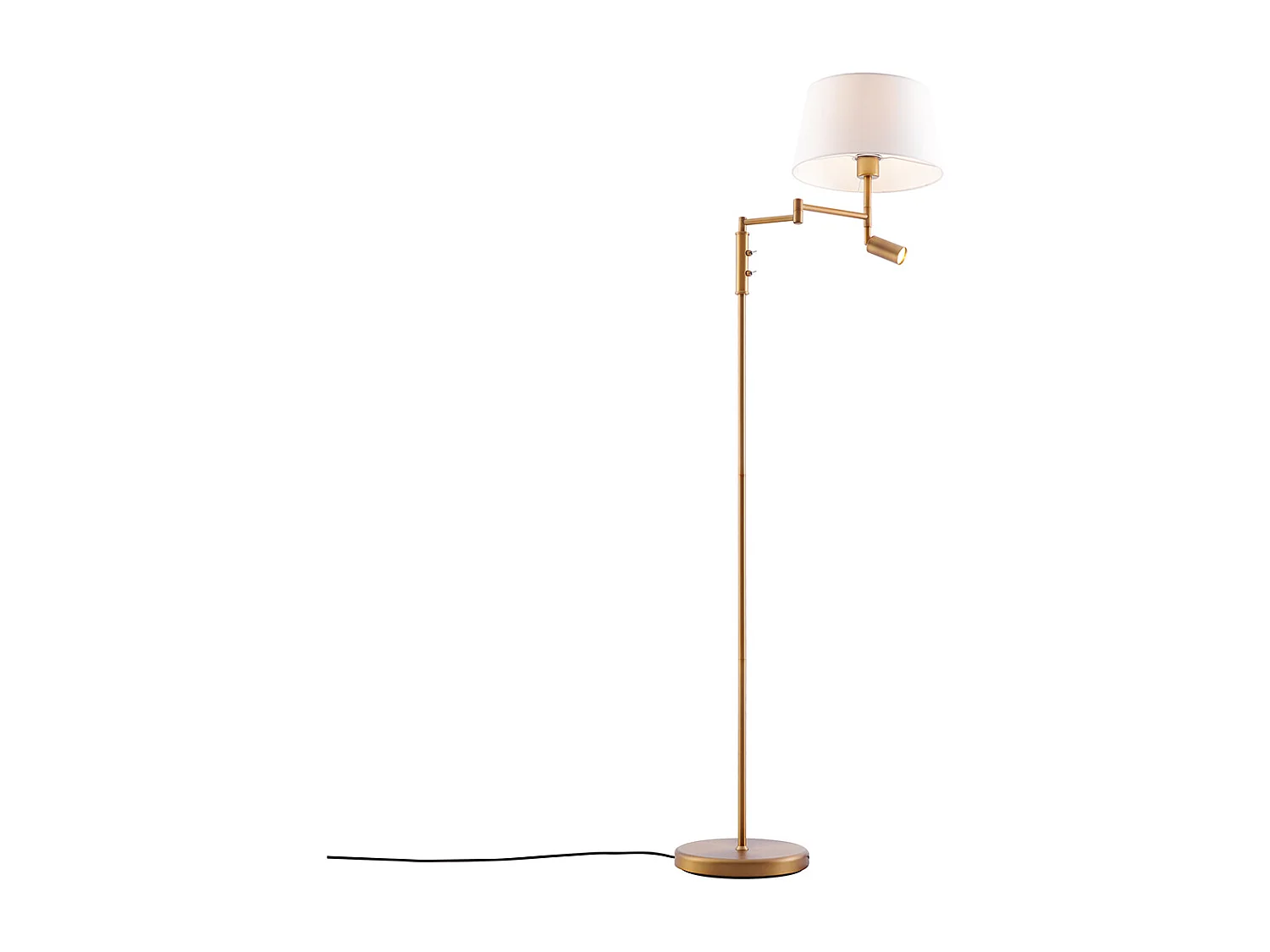 Lampadaire bronze avec abat-jour blanc et liseuse réglable - Ladas