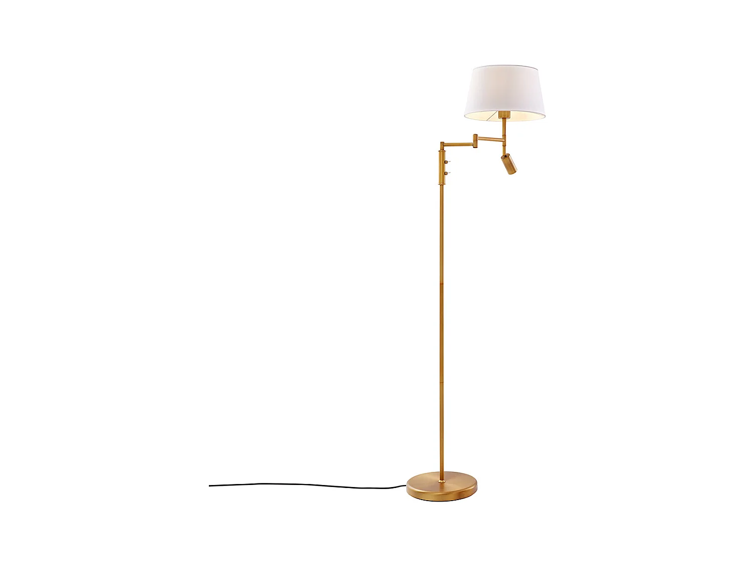 Lampadaire en bronze avec abat-jour blanc et liseuse orientable - Ladas