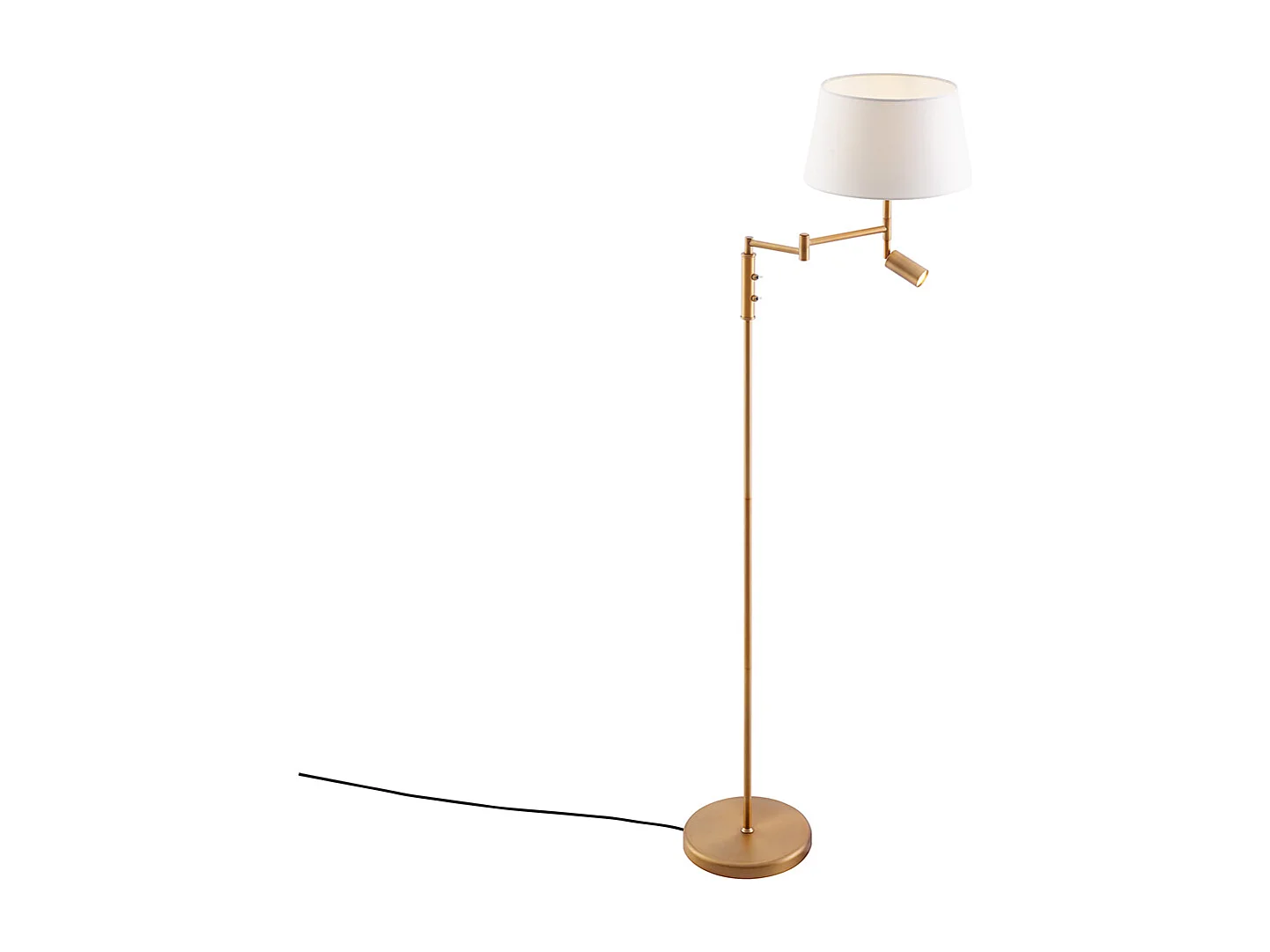 Lampadaire bronze avec abat-jour blanc et liseuse réglable - Ladas