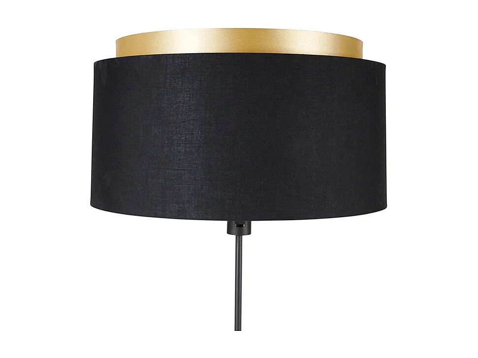 Lampadaire moderne noir avec double abat-jour doré - Parte