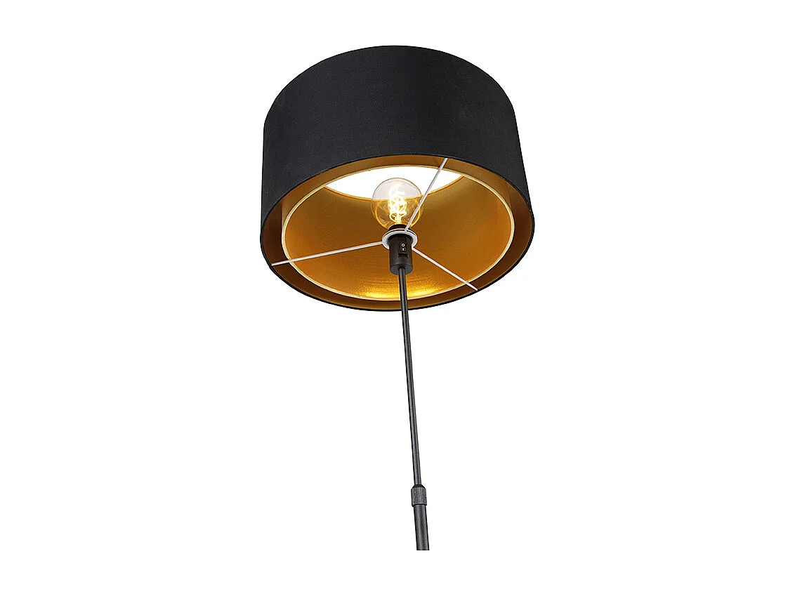 Lampadaire moderne noir avec double abat-jour doré - Parte