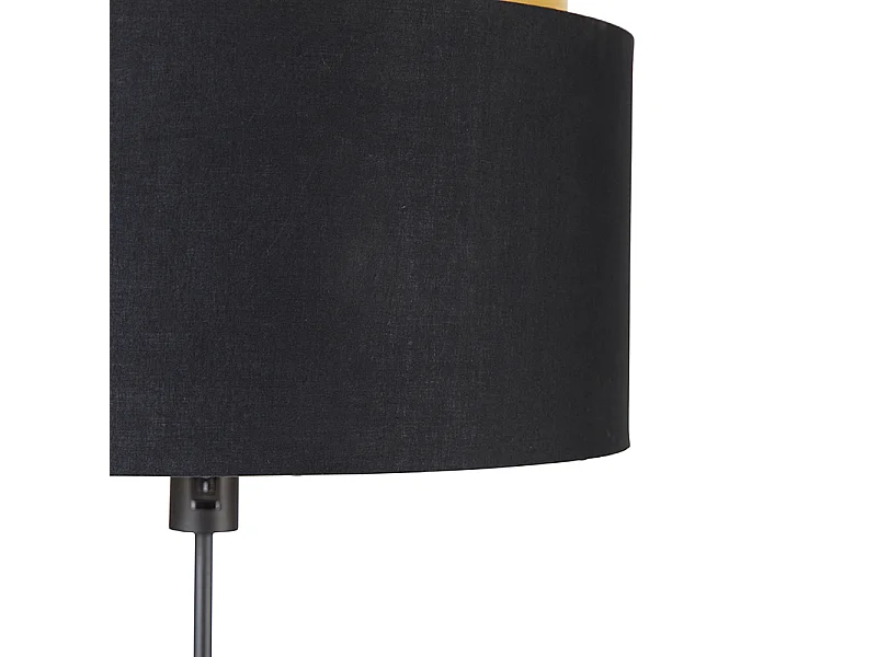 Lampadaire moderne noir avec double abat-jour doré - Parte