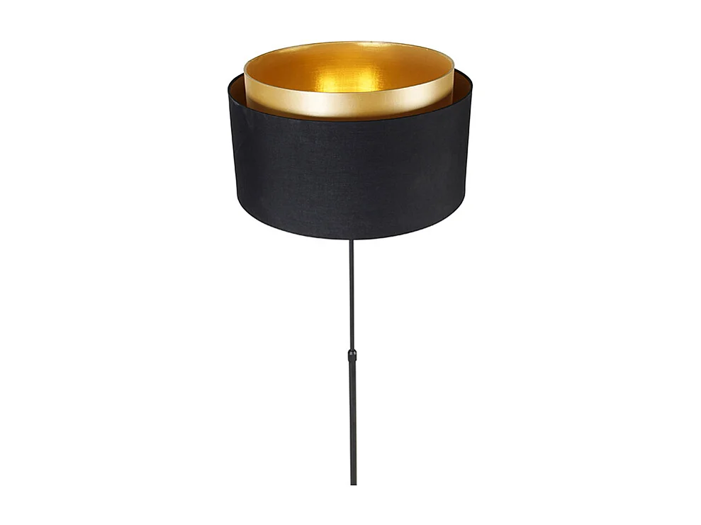 Lampadaire moderne noir avec double abat-jour doré - Parte